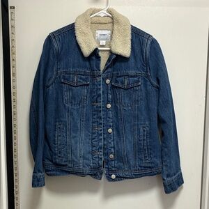 Old Navy Blue Denim Jacket with Cream Sherpa Collar